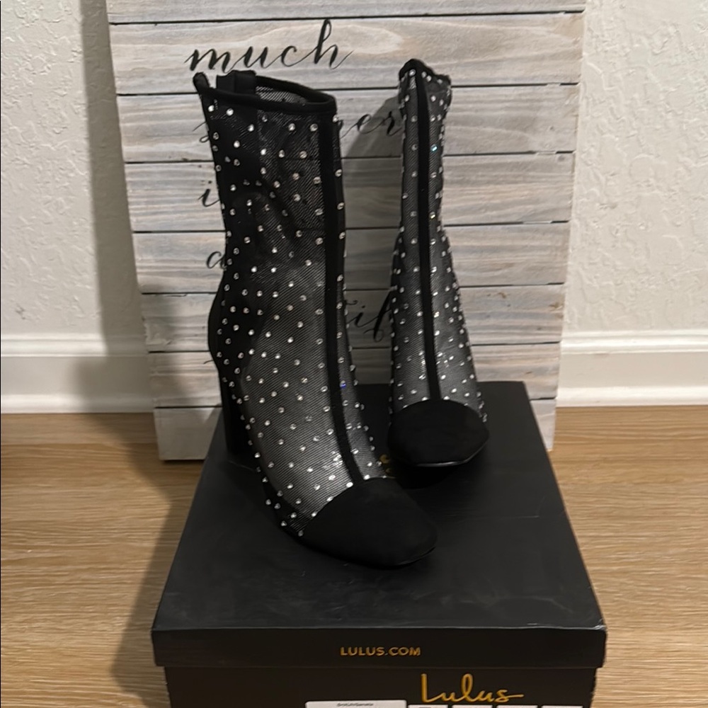 Lulu's Black Mesh Heeled Boots